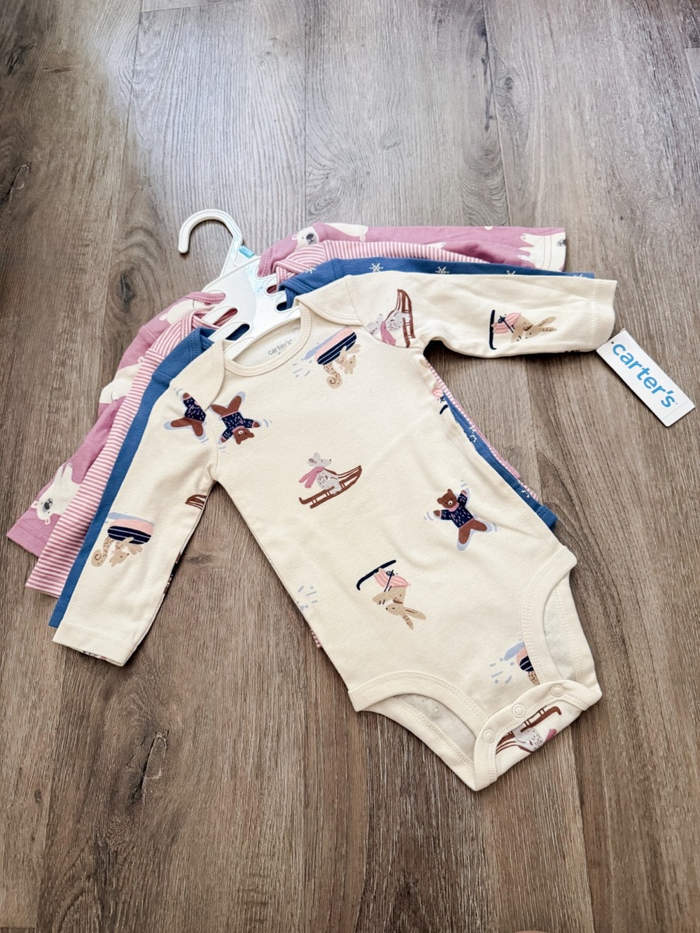 Carter's Pink, Blue & Cream Long-Sleeve Baby One-Piece Bodysuit 4-Pack